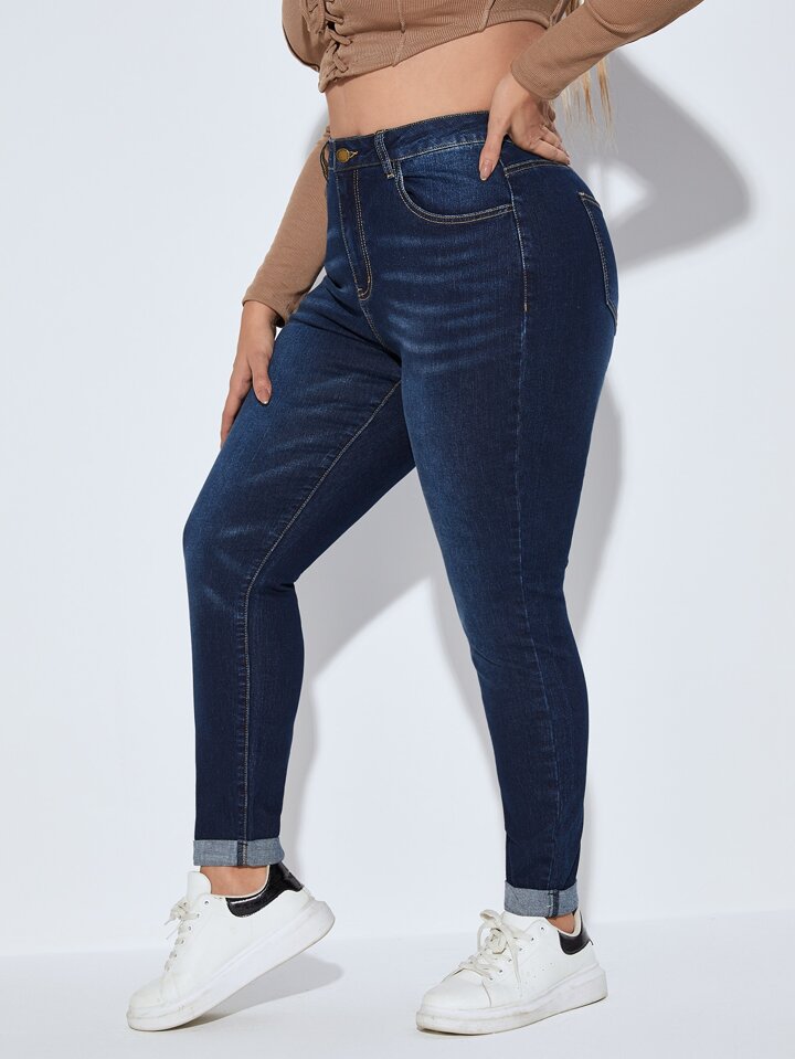 Plus Roll Hem Skinny Jeans