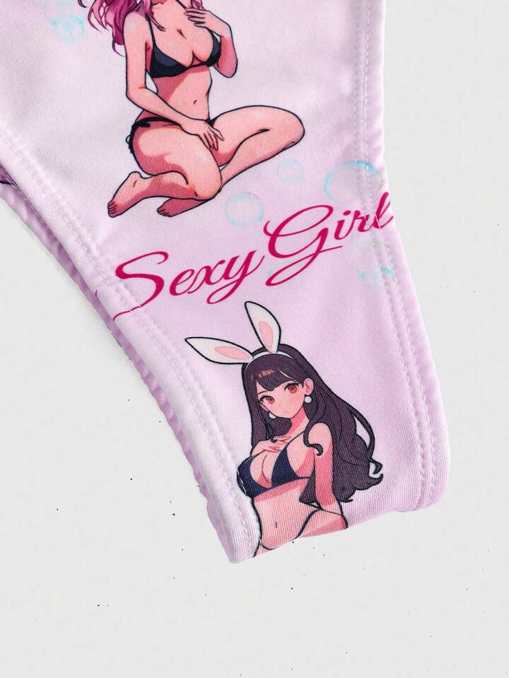 2-Piece Anime Inspired Soft Cup Tie-Front Swimsuit Set For Women, For Valentine's Day 5 2-Piece Anime Inspired Soft Cup Tie-Front Swimsuit Set For Women, For Valentine's Day
