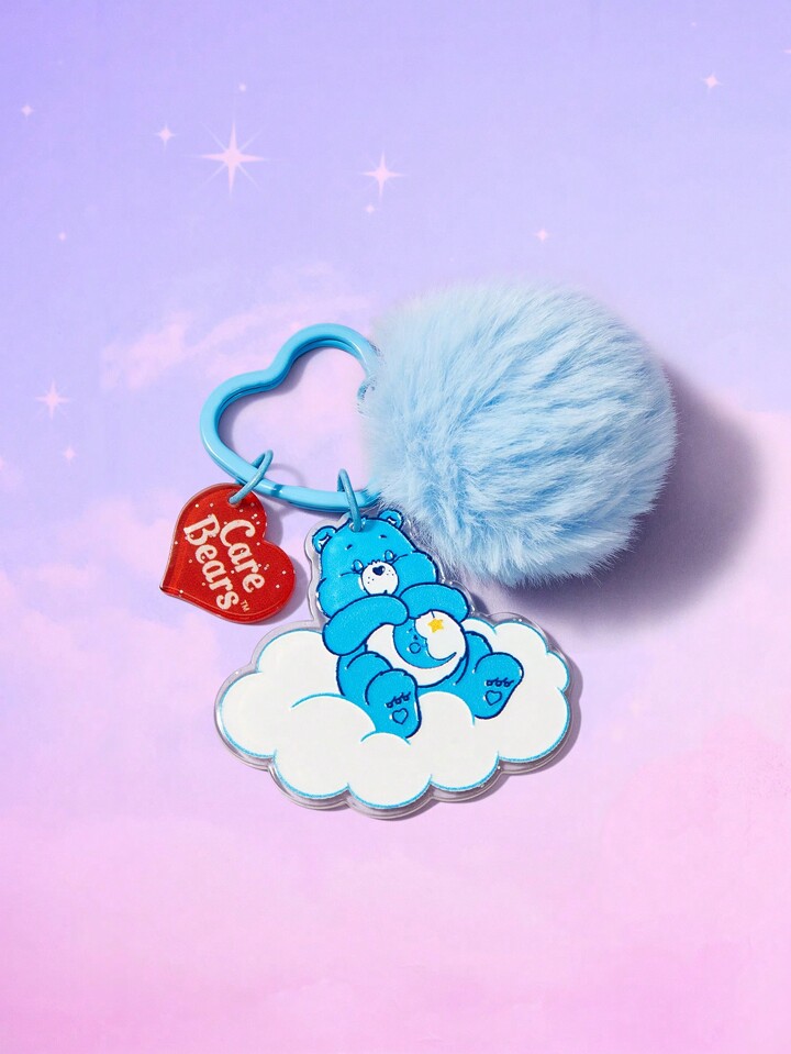 ROMWE X Care Bears 1pc Women Cartoon Bear & Pom Pom Charm Keychain, Valentines