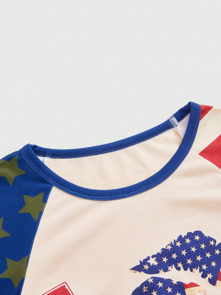 ROMWE Avant Y2K Retro American Street Style US Flag & Lipstick Print Star Striped Women T-Shirt 3 ROMWE Avant Y2K Retro American Street Style US Flag & Lipstick Print Star Striped Women T-Shirt