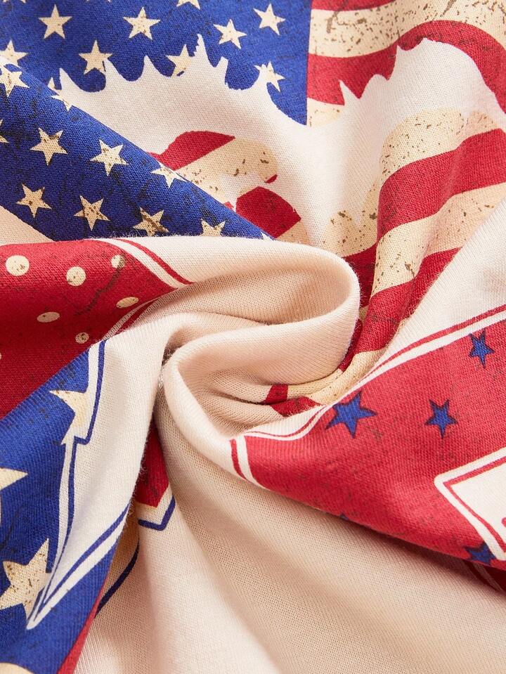 ROMWE Avant Y2K Retro American Street Style US Flag & Lipstick Print Star Striped Women T-Shirt 4 ROMWE Avant Y2K Retro American Street Style US Flag & Lipstick Print Star Striped Women T-Shirt