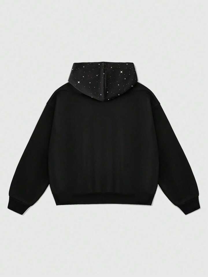 Street Life Boy's Loose Cropped Sweatshirt Sweatshirt With Shiny Sequin Decor, Streetwear