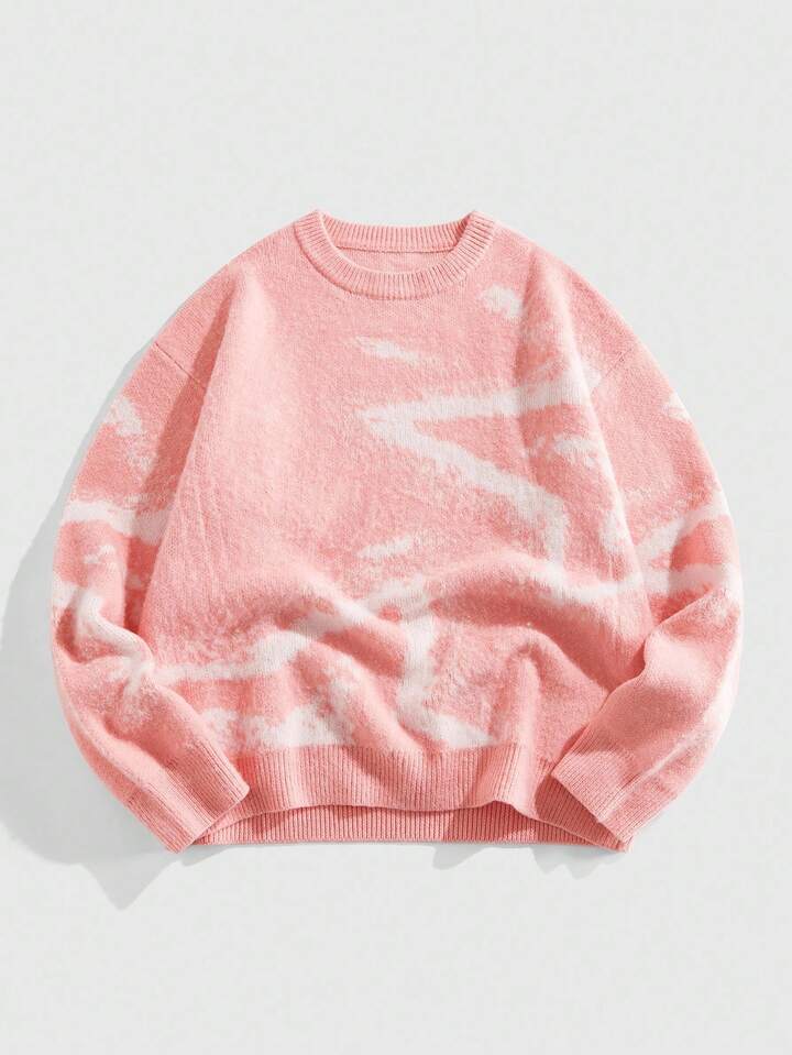 Street Life Casual Loose Fit Crew Neck Long Sleeve Pullover Sweater For Men, Fall Winter