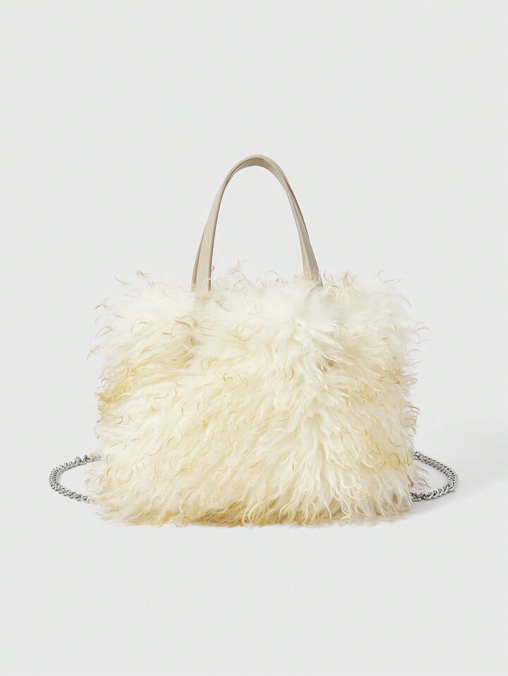 Hippie 1pc Women Stylish Furry Chain Shoulder Handbag