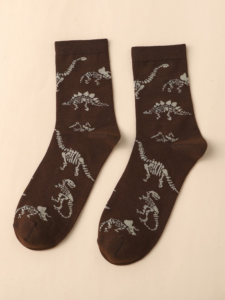 Guys Dinosaur Pattern Crew Socks