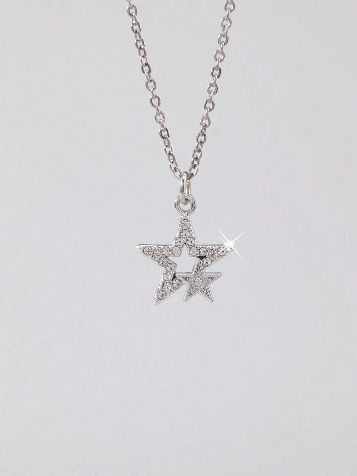 1pc Gothic Luxury Cross Pendant Necklace With Rhinestones, Holiday Party Gift, Halloween