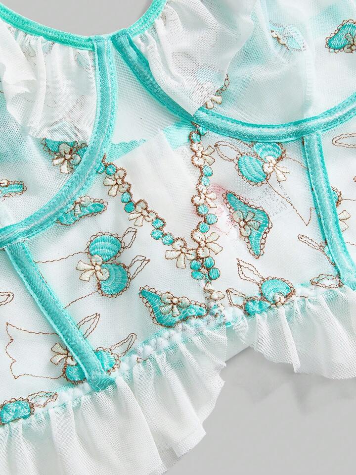 Kawaii Midsummer Garden Party Exquisite Embroidered Steel Underwired Plus Size Lingerie Set 4 Kawaii Midsummer Garden Party Exquisite Embroidered Steel Underwired Plus Size Lingerie Set