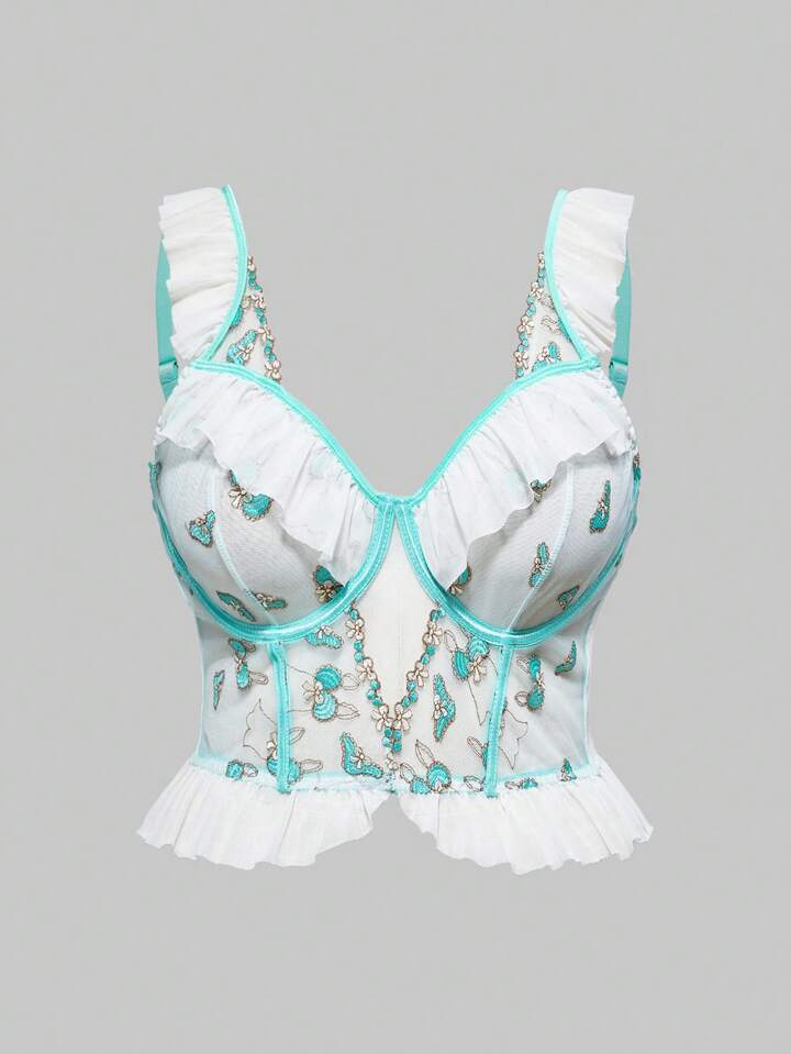 Kawaii Midsummer Garden Party Exquisite Embroidered Steel Underwired Plus Size Lingerie Set 7 Kawaii Midsummer Garden Party Exquisite Embroidered Steel Underwired Plus Size Lingerie Set