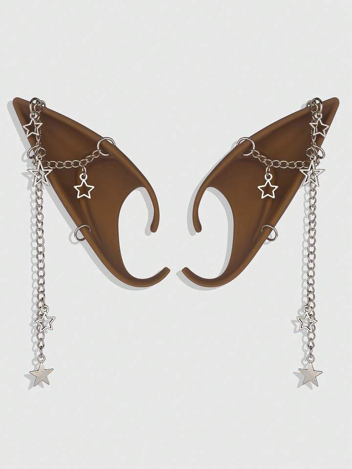 Fairycore 1 Pair Cute Star Chain  Ears Cosplay Props For Halloween