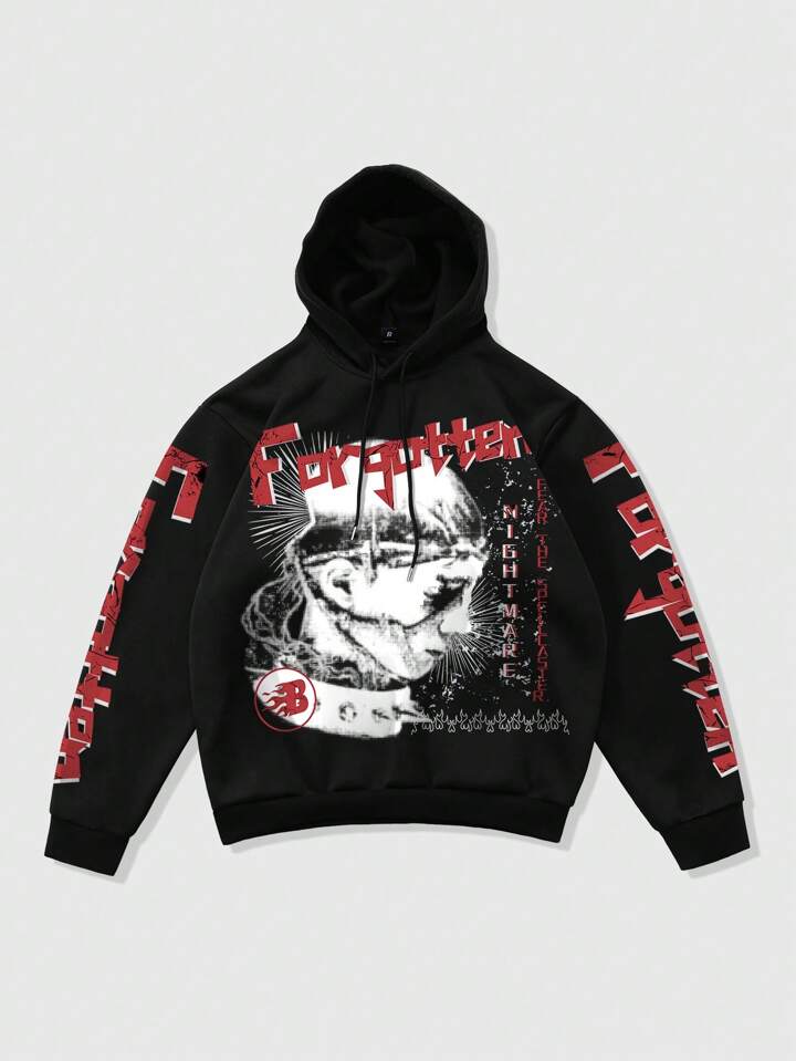 Grunge Punk Men's Retro Printed Hoodie