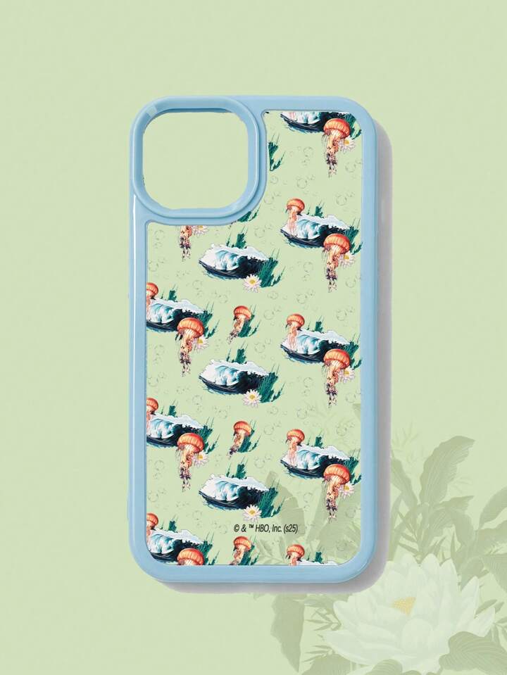The White Lotus 1pc Mushroom & Wave Pattern Phone Case, Compatible With IPhone 11 12 13 14 15 Pro Max