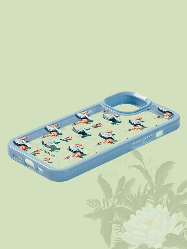 The White Lotus 1pc Mushroom & Wave Pattern Phone Case, Compatible With IPhone 11 12 13 14 15 Pro Max