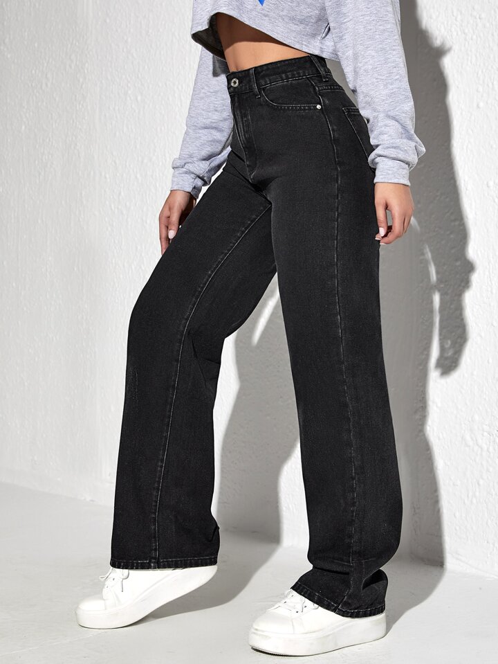 Butterfly Print Wide Leg Jeans