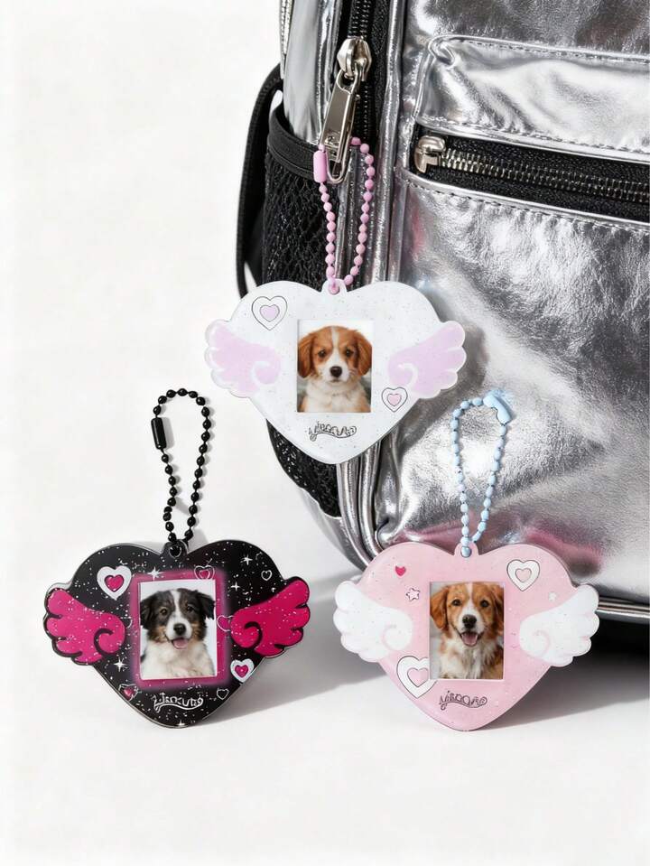 Anime 3pcs Cute Cat Ear, Heart, Star Shaped Keychains; Y2K Lolita Acrylic Black & Red Contrast Bag Charms; Original Design Star, Cross, Bow Backpack Clips, Versatile High-End Accessories