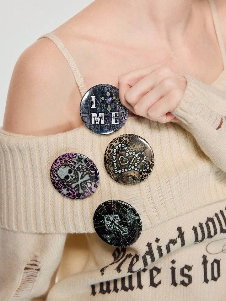 Anime Rhinestone Cross, Skull, Bat, Leopard, Snake, Spider Web Brooch Pins, Suitable For Brazilian Carnival, Halloween, Day Of The Dead, Goth Style Accessories