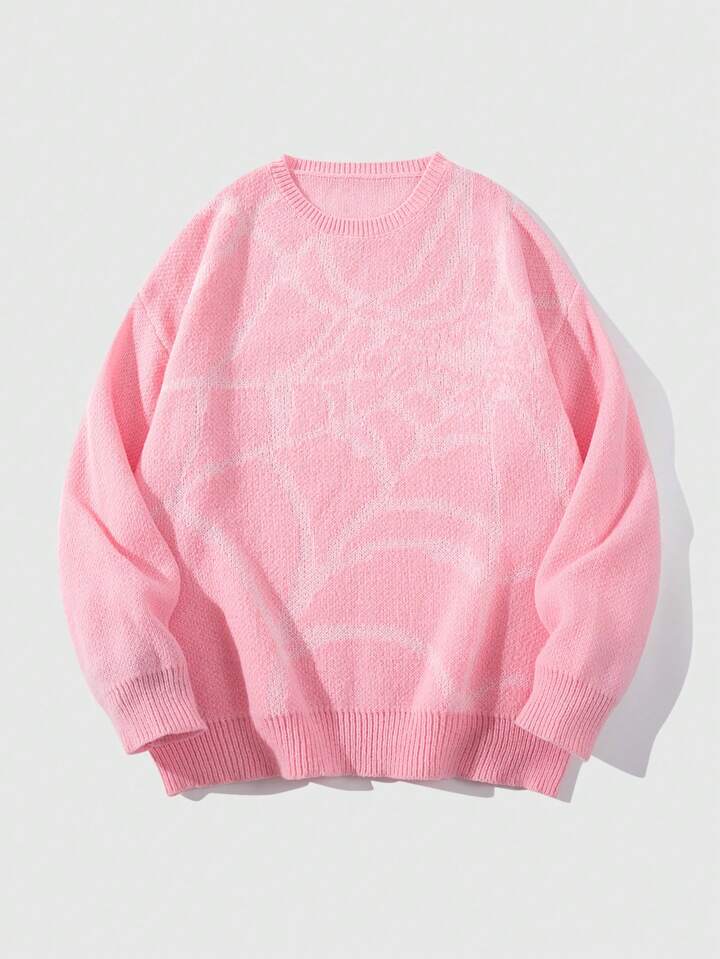 Goth Men's Casual Spider Web Pattern Sweater, Autumn/Winter, Long Sleeve Top