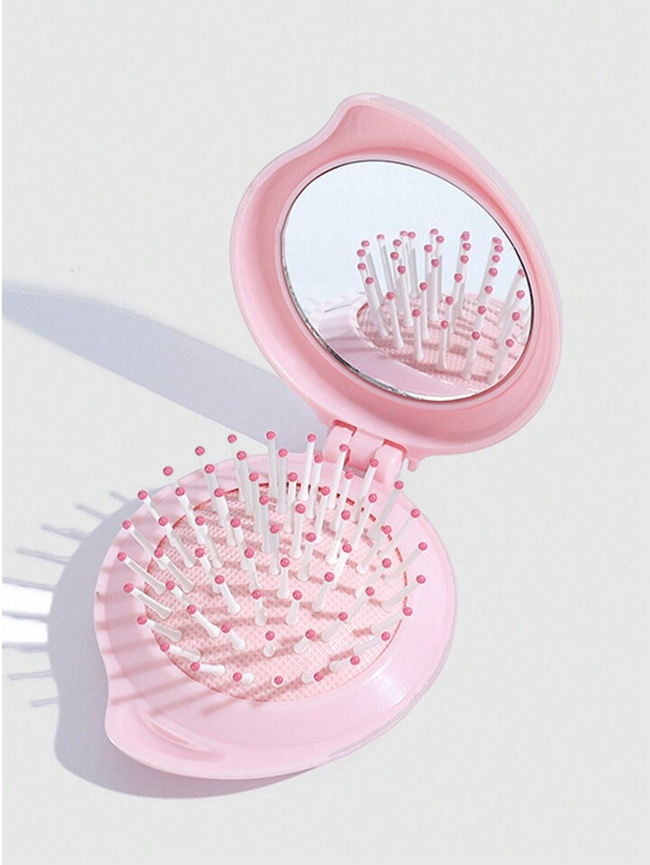 1pc Cute Mini Comb-Mirror Foldable Airbag Massage Comb (Random Color) Portable