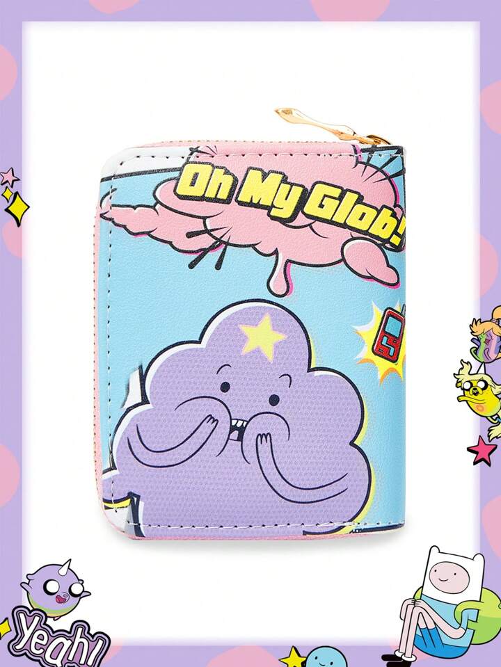 Adventure Time X ROMWE Cartoon And Slogan Graphic Small Wallet, Short Style