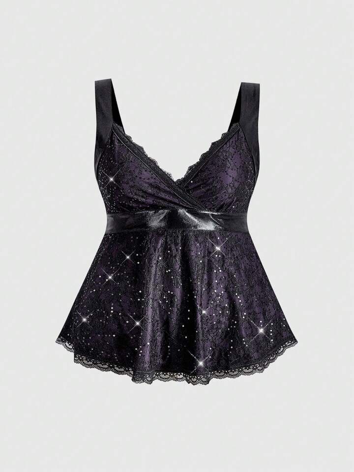 Hippie Plus Size Sexy Lace Wide Strap Camisole