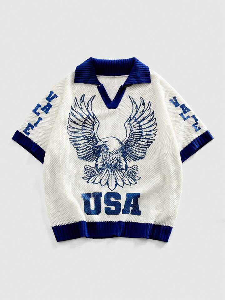 Men's Vintage Street Style Jacquard Knit Sweater With Collar