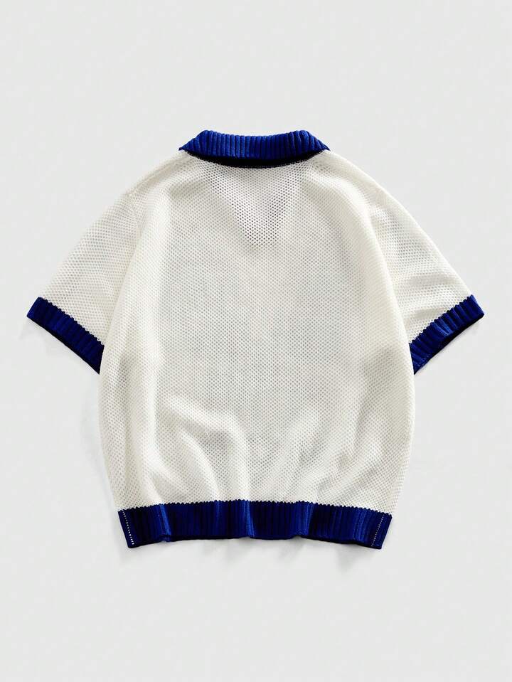 Men's Vintage Street Style Jacquard Knit Sweater With Collar