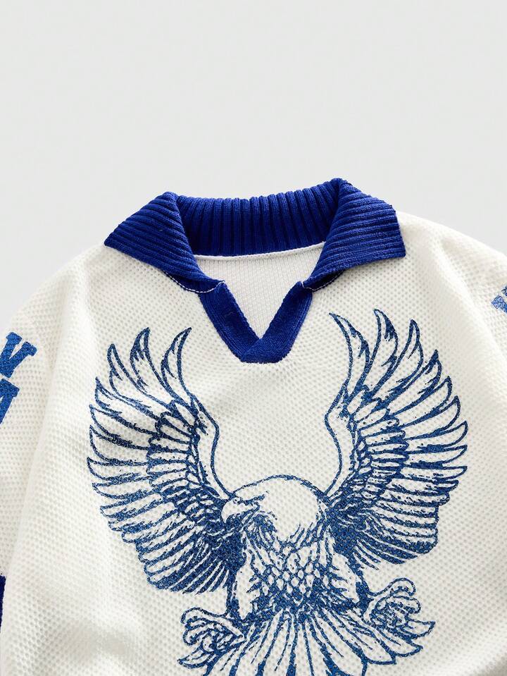 Men's Vintage Street Style Jacquard Knit Sweater With Collar