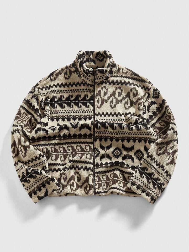 Street Life Men's Full Print Zip-Up High Neck Long Sleeve Sweatshirt, Autumn/Winter
