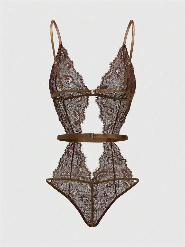 Goth Eyelash Lace Cut-Out Design Bodysuit Sexy Lingerie, For Valentine's Day 2 Goth Eyelash Lace Cut-Out Design Bodysuit Sexy Lingerie, For Valentine's Day