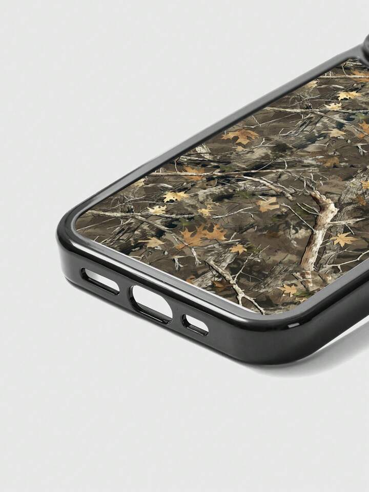 Fairycore 1pc Vintage Dry Leaf Branch Pattern Black Phone Case, Compatible With IPhone 11, 12, 13, 14, 15 Pro Max