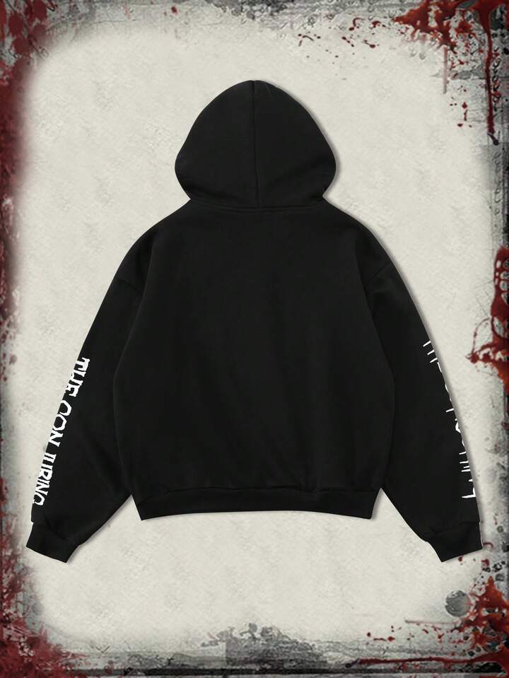 The Conjuring X ROMWE Men's Cartoon Figure Graphic Pattern Hoodie, Fall Winter