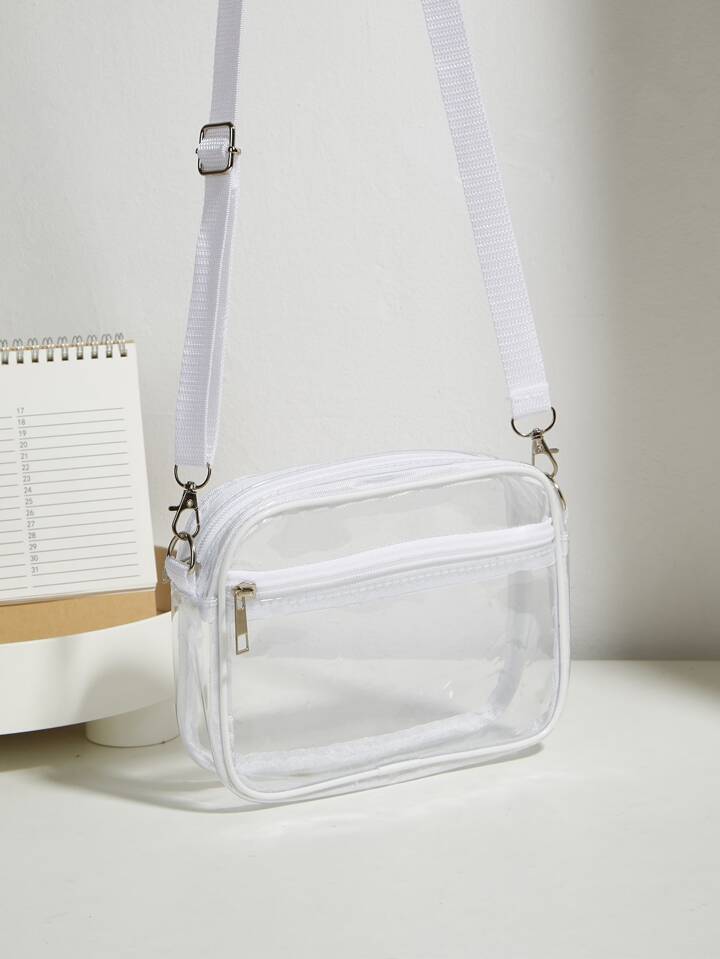 1PC Casual Fashionable PVC Transparent Shoulder Bag Suitable For Beach Concert Mini And Fashionable Pvc Zip Shoulder Bag Stadium Approved 12*12*6 Clear Transparent Purse Bag For Concerts Sports Events Festivals ,Fashionable Transparent, Clear Waterproof Bag For Women, Perfect For Summer, Vacation & Beach, Waterproof, Sandproof Transparent Bag, Beach Sports Picnic Snacks Clear Purse For Women