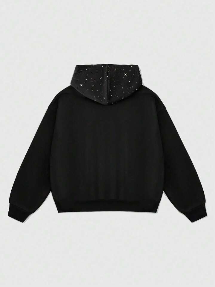Street Life Boy's Loose Cropped Sweatshirt Sweatshirt With Shiny Sequin Decor, Streetwear
