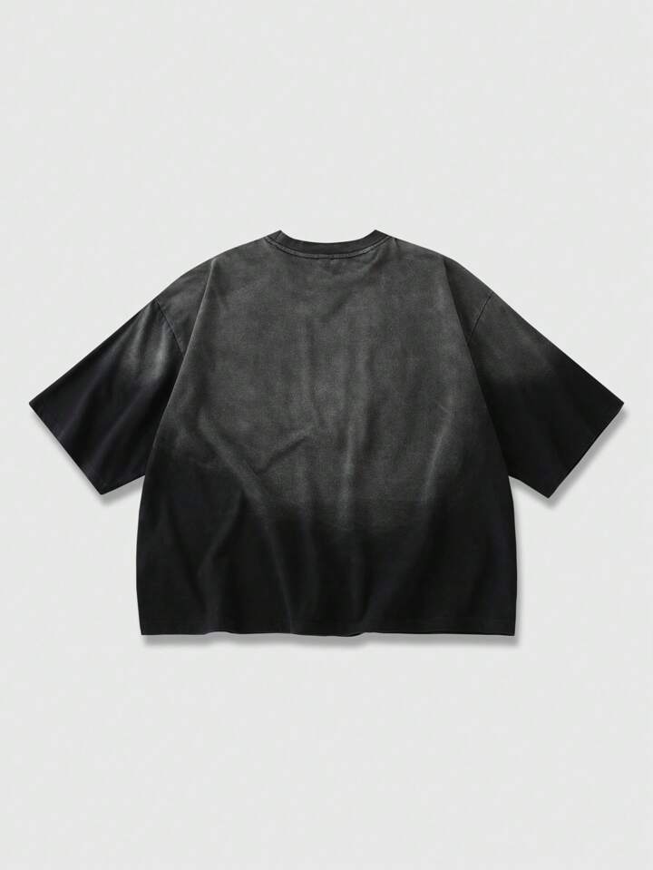 Men's Street Life Fashionable Distressed Diamond Embellished Loose Fit T-Shirt, Summer