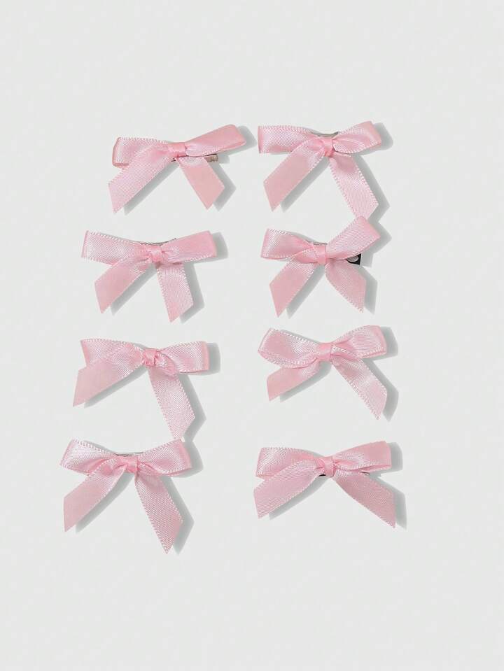 Kawaii 8pcs Pink Mini Bow Hair Clips Y2K Style Side Barrettes Suitable For Fringes And Long Braids Valentines