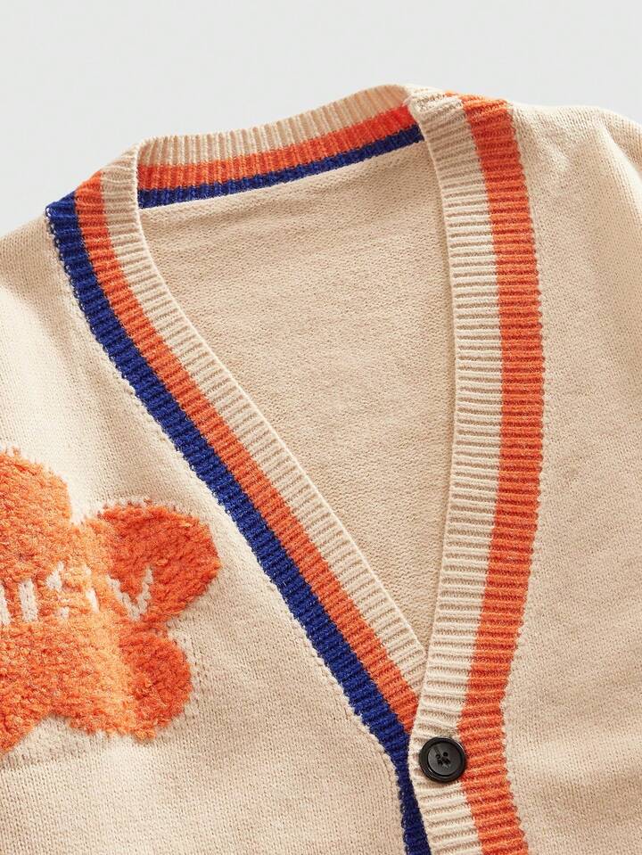 Casual Men's Floral Print Open Front Knit Sweater, Street Fashion