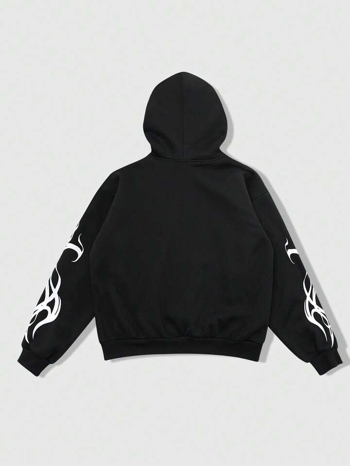 Black Jack X ROMWE Men's Cartoon Graphic Print Hoodie, Suitable For Autumn/Winter