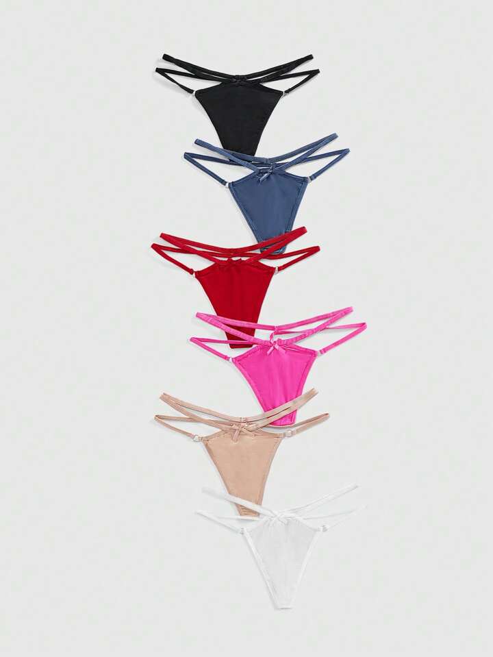 6pack Cut-out Bow Decor Panty Set
