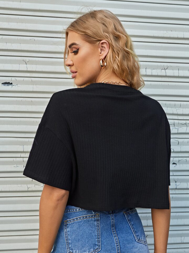 Blusa Manga Curta Canelada