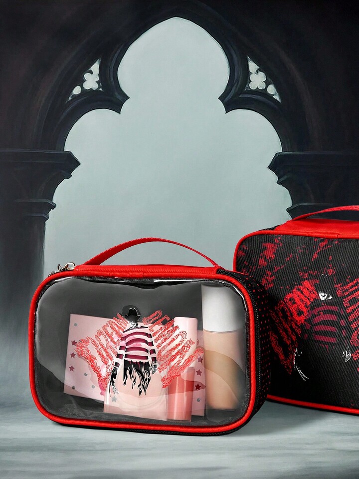 Friday the 13th X ROMWE Letter Graphic Large Capacity Portable Travel Organizer Bag & Makeup Bag