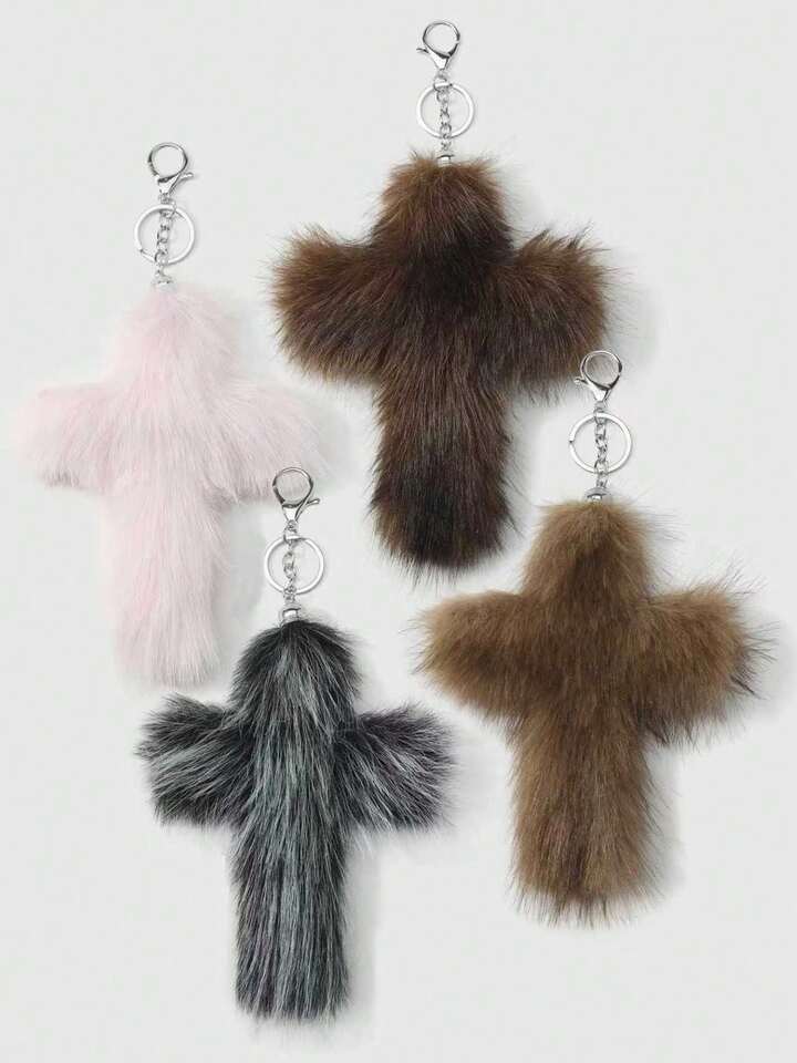J-Fashion 1 Y2k Retro Sweet Cool Personalized Fashion Cute High Quality Multi-Color Plush Simulation Gradual Change Horizontal Leopard Print Fox Furry Animal Mini Tail DIY Keychain Accessories Bag Pendant, Random Color, Suitable For Girls And Ladies Daily Wear, Holiday Gifts
