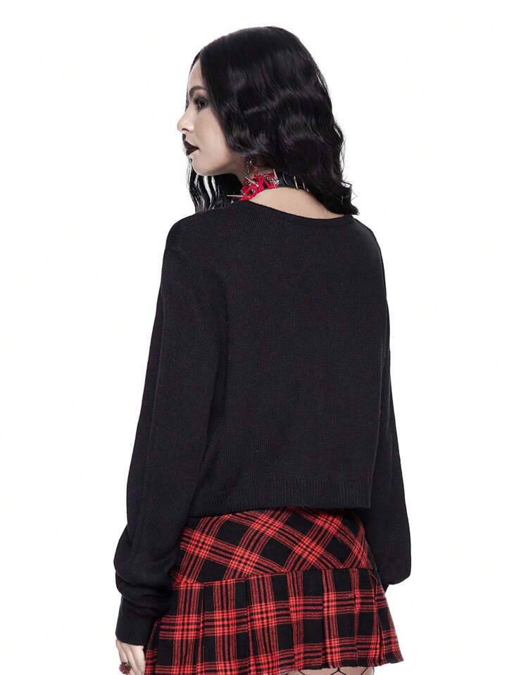 Christmas Gingerbread Embroidered Loose Short Cardigan Sweater For Women
