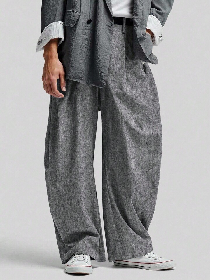 Men's Fashionable Casual Pants, Young Men's Loose Fit Suit Pants, Versatile INS Multi-Purpose Item, For Fall