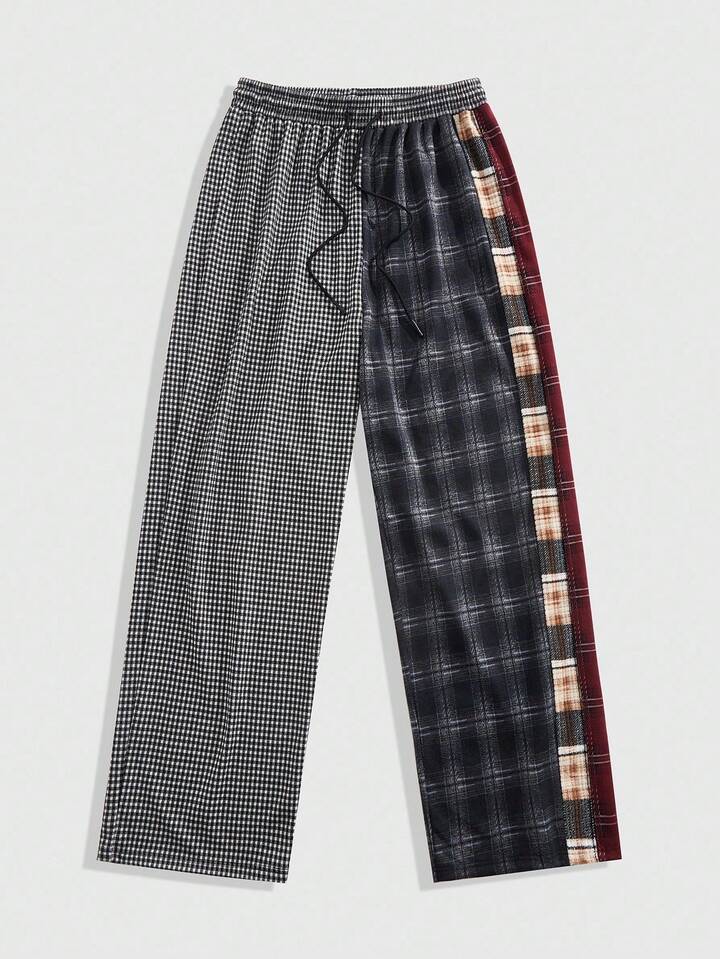 Street Life Casual Outdoor Loose Plaid Drawstring Sweatpants For Men