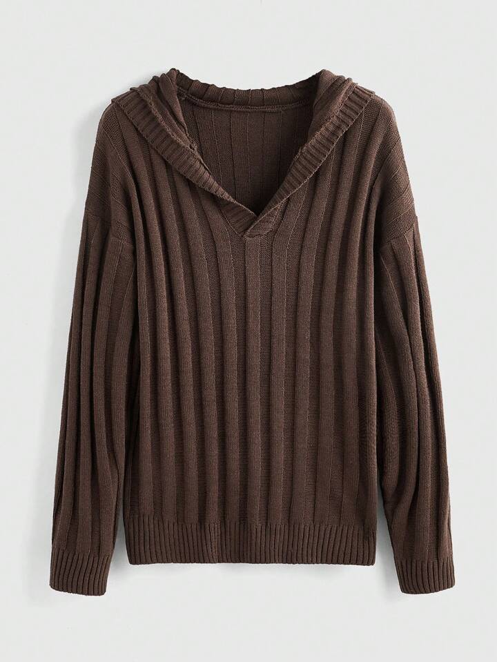 Men's Solid Color Long Sleeve Hooded Sweater, Casual And Fashionable For Daily Wear