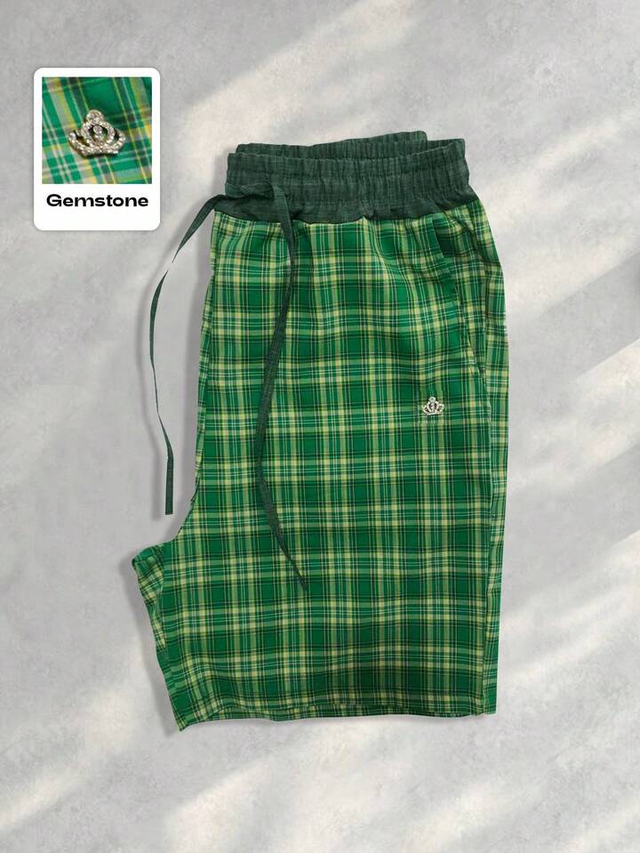 Prep Men's Casual Plaid Woven Drawstring Waist Shorts