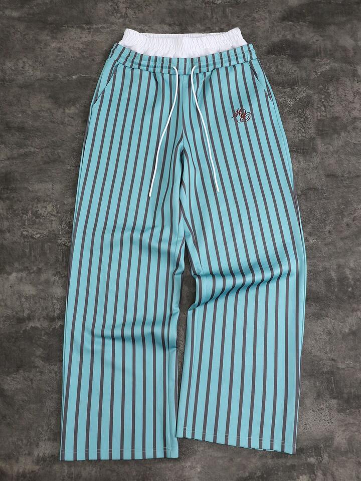 Street Life Men's Striped Waistband Loose Fit Wide Leg Casual Sweatpants