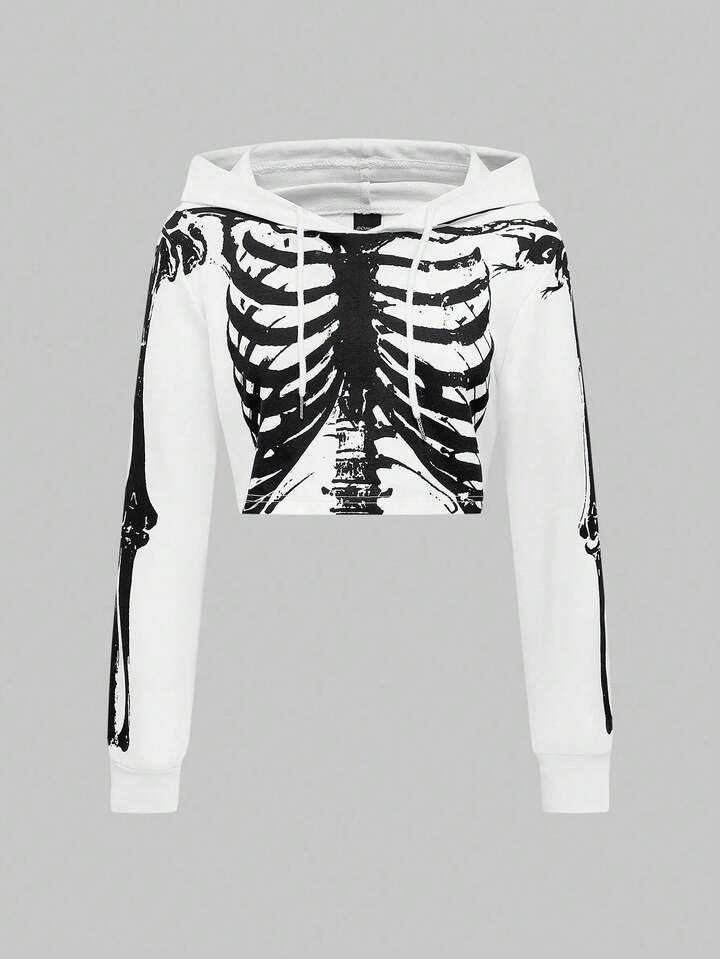 Grunge Punk Women's Skeleton Graphic Hoodie Sweatshirt