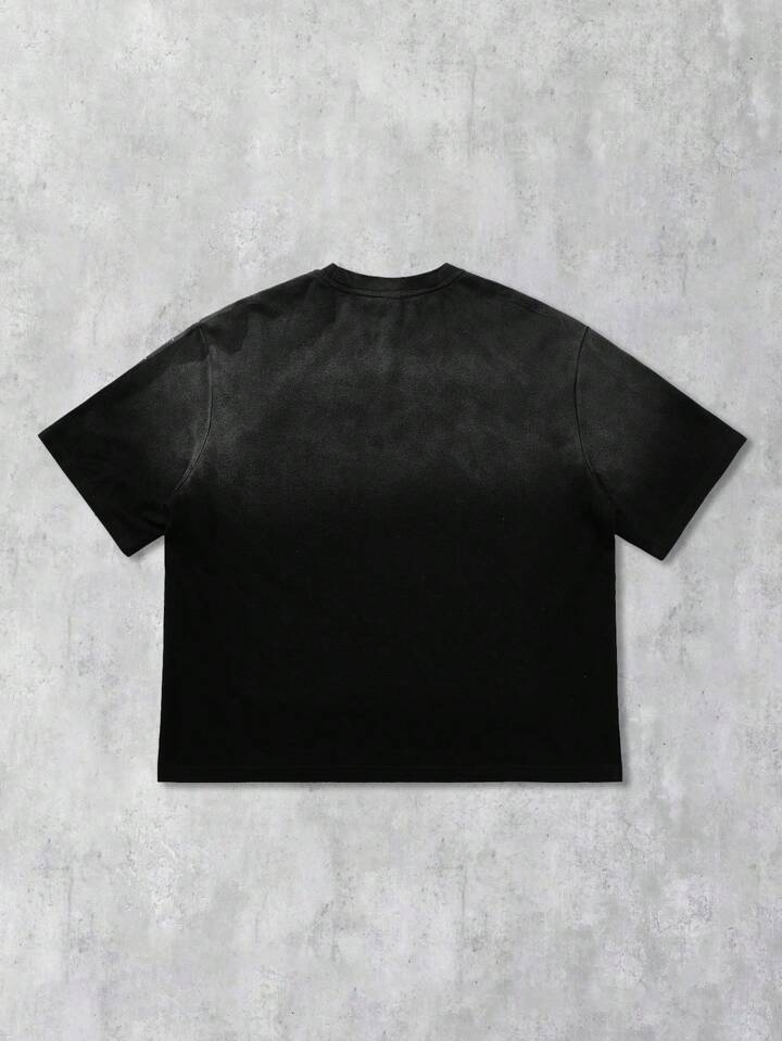 Men's Street Life Gradient Rhinestone Decor Short Sleeve T-Shirt