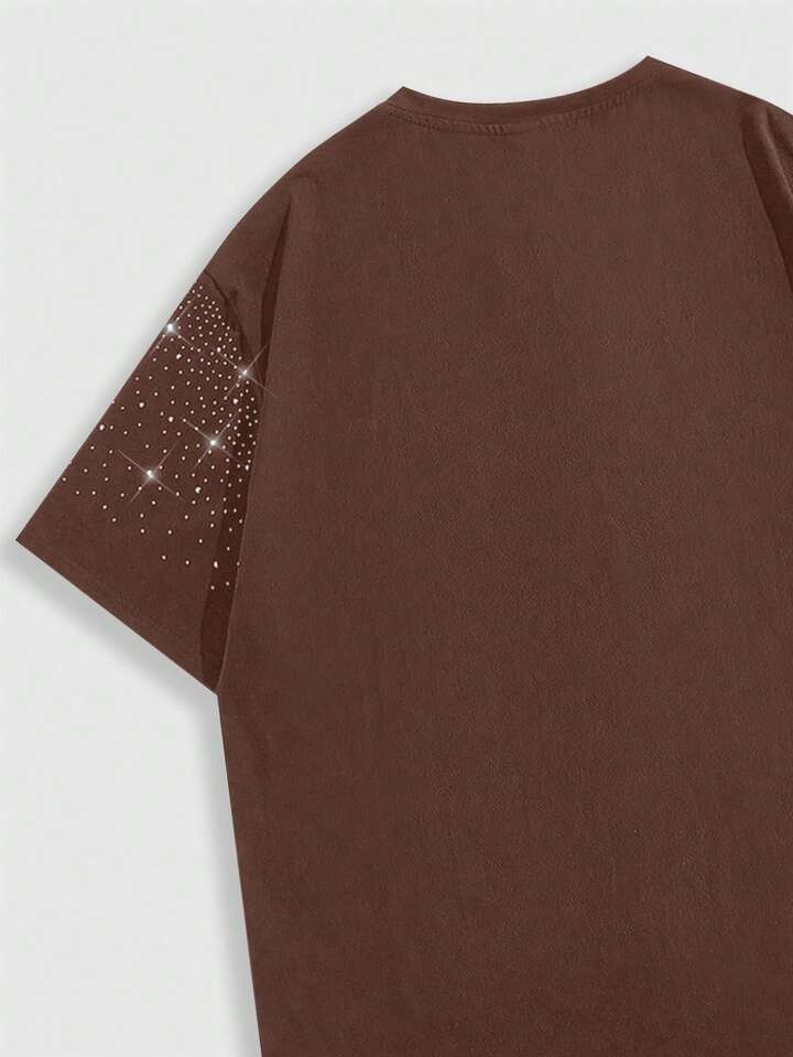 Goth Men's Virgin Mary Rhinestone Embellished Short Sleeve T-Shirt, Suitable For Everyday Wear, Spring/Summer 5 Goth Men's Virgin Mary Rhinestone Embellished Short Sleeve T-Shirt, Suitable For Everyday Wear, Spring/Summer