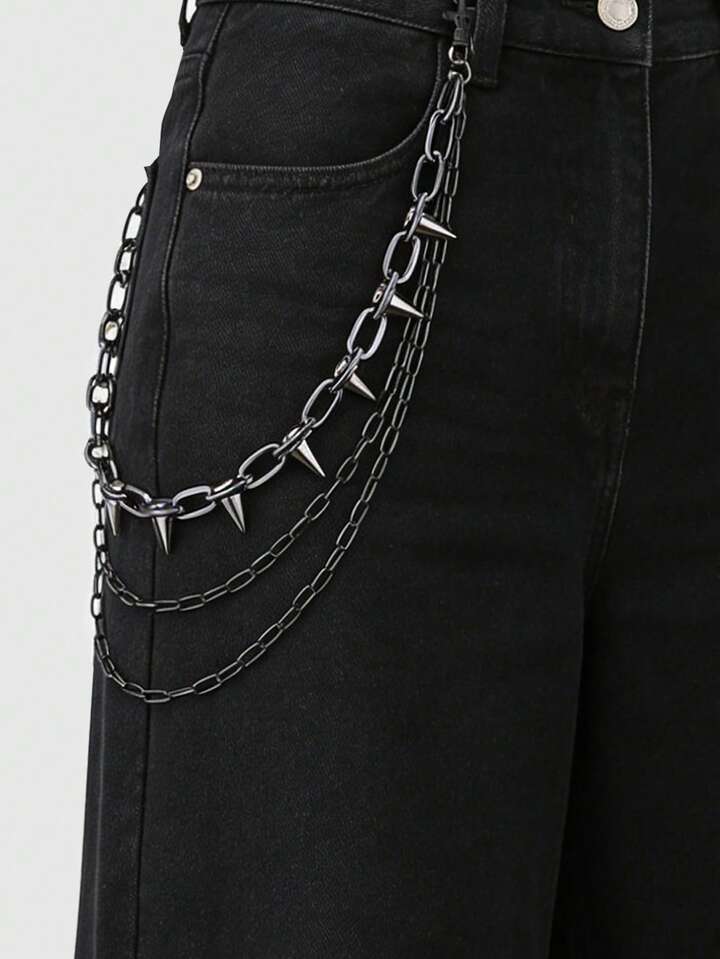 Grunge Punk 1pc Punk Style Multi-Layer Alloy Rivet Waist Chain